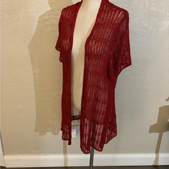 Lightweight Open Knit Rust Cardigan Sz L - Picture 4 of 8
